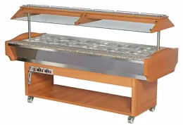 Buffet bain-marie central chauffant 6 GN 1/1-150, +30/+90°C, porte-assiettes granit - l2g - B2206BA - L2G - B2206BA