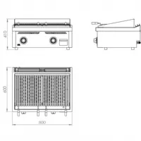 Photo 2 - Grill pierre de lave profondeur 600 gaz à poser 800x600x410 mm - hr fainca - b6008s - Hr fainca - B6008S