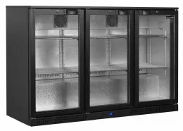 Arrière bar de 3 portes vitrées positif noir 288 L +2 à +10 °C - Tefcold - BA31H Arrière bar de 3 portes vitrées positif noir 288 L +2 à +10 °C - Tefcold - BA31H