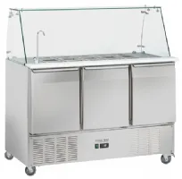 Saladette réfrigérée professionnelle 2 portes 15 bacs GN 1/6 dessus ouvert avec protection vitrée +2/+10°C - Coolhead - BB 93 Saladette réfrigérée professionnelle 2 portes 15 bacs GN 1/6 dessus ouvert avec protection vitrée +2/+10°C - Coolhead - BB 93