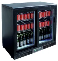 Arrière de bar réfrigéré skin plate noir 2 portes coulissantes vitrées, 0/+8°C, 223 L - l2g - BBC208S - L2G - BBC208S