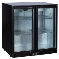 Arrière de bar réfrigéré skin plate noir 2 portes battantes vitrées, 0/+8°C - l2g - BBD230 Arrière de bar réfrigéré skin plate noir 2 portes battantes vitrées, 0/+8°C - l2g - BBD230