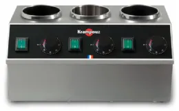 Chauffe-chocolat professionnel électrique triple 3 emplacements 3 x 170 w inox - krampouz - becic3ao - Krampouz - BECIC3AO