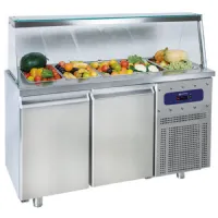 Saladette réfrigérée 2 portes vitrées gn 1/1 et structure en verre, 4x gn 1/1 h=150 mm positive - virtus - bna0068 - Virtus group - BNA0068