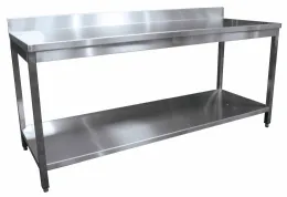 Table inox démontable adossée avec étagère 1400x700 mm, dosseret - l2g - BUD-DCTAE147 Table inox démontable adossée avec étagère 1400x700 mm, dosseret - l2g - BUD-DCTAE147
