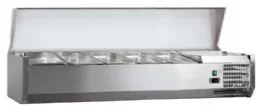 Vitrine à ingrédients réfrigérée inox avec couvercle inox, 4 gn 1/3 + 1 gn 1/2-150, +2/+8°c, l 1400 mm - l2g - c-vrx1400/380 - L2g - C-VRX1400/380 Vitrine à ingrédients réfrigérée inox avec couvercle inox, 4 gn 1/3 + 1 gn 1/2-150, +2/+8°c, l 1400 mm - l2g - c-vrx1400/380 - L2g - C-VRX1400/380