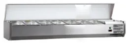 Vitrine à ingrédients réfrigérée inox avec couvercle inox, 7 GN 1/3-150, +2/+8°C, L 1600 mm - l2g - C-VRX1600/380