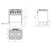 Photo 3 - Cuisinière gaz 4 brûleurs 37,6 kw - hr fainca - c4f750h - Hr fainca - C4F750H