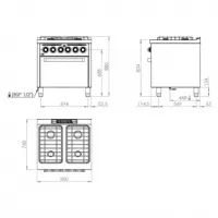 Photo 3 - Cuisinière gaz 4 brûleurs 30,6 kw à poser - hr fainca - c4f750he - Hr fainca - C4F750HE