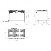 Photo 3 - Cuisinière gaz 6 brûleurs 45,9 kw sur placard - hr fainca - c6f750e - Hr fainca - C6F750E