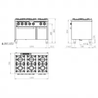 Photo 3 - Cuisinière gaz 6 brûleurs 52,9 kw - hr fainca - c6f750h - Hr fainca - C6F750H