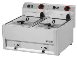 Friteuse cuisine pro profondeur 600 électrique à poser vanne de vidange 2x8 litres T 66 Triphasé 12 kW - Casselin - C6FEV82T66