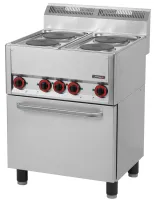 Fourneau profondeur 600 électrique 4 feux four électrique ventilé GN 1/1 66 triphasé - Casselin - C6FOE4FFEV66