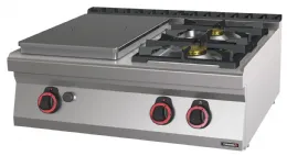 Fourneau profondeur 700 gaz à poser 2 feux + 1 plaque coup de feu 80 - Casselin - C7FOG2F1P80