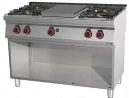 Fourneau profondeur 700 gaz 4 feux + 1 plaque coup de feu avec soubassement 120 - casselin - c7fog4f1p120s - Casselin - C7FOG4F1P120S
