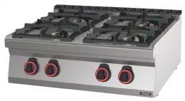 Fourneau profondeur 700 gaz à poser 4 feux 80 avec puissance 1 x 3 500 W + 3 x 6 000 W - Casselin - C7FOG4F80