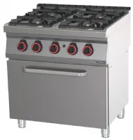 Fourneau profondeur 700 gaz 4 feux avec four à gaz GN 2/1 80 - Casselin - C7FOG4FFG80