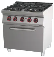 Fourneau profondeur 700 gaz 4 feux avec four à gaz GN 2/1 HP 80 - Casselin - C7FOG4FFGHP80