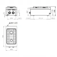 Photo 3 - Cuisinière gaz à poser 2 brûleurs 9,5 kw - hr fainca - cb2f750s - Hr fainca - CB2F750S