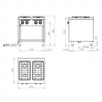 Photo 3 - Cuisinière gaz sur placard 4 brûleurs 19 kw - hr fainca - cb4f750e - Hr fainca - CB4F750E