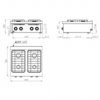 Photo 3 - Cuisinière gaz à poser 4 brûleurs 19 kw - hr fainca - cb4f750s - Hr fainca - CB4F750S