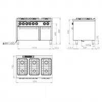 Photo 3 - Cuisinière gaz 6 brûleurs 39 kw avec four électrique - hr fainca - cb6f750he - Hr fainca - CB6F750HE