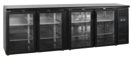 Arrière bar positif 4 portes vitrées noir 605 L +2 à +10 °C - Tefcold - CBC410G Arrière bar positif 4 portes vitrées noir 605 L +2 à +10 °C - Tefcold - CBC410G