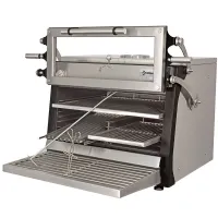 Four barbecue professionnel à charbon GN 1/1 et GN 2/4 avec porte relevable - Diamond Promo - CBQ-075/RX