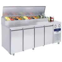 Saladette réfrigérée avec 4 portes pleines gn 1/1, 12 bacs gn 1/3 h=150 mm positive - virtus - ccz0071 - Virtus group - CCZ0071