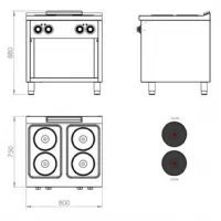 Photo 3 - Cuisinière sur placard 4 plaques triphasé 10,4 kw - hr fainca - ce4p750e - Hr fainca - CE4P750E