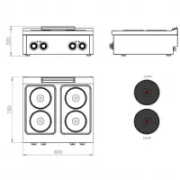 Photo 3 - Cuisinière 4 feux triphasé 10,4 kw - hr fainca - ce4p750s - Hr fainca - CE4P750S