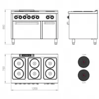 Photo 3 - Cuisinière triphasé 6 feux 20,6 kw - hr fainca - ce6p750h - Hr fainca - CE6P750H