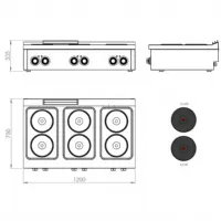 Photo 3 - Cuisinière 6 feux triphasé 15,6 kw - hr fainca - ce6p750s - Hr fainca - CE6P750S