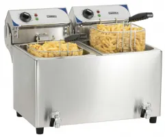 Friteuse A poser petite capacité électrique avec vanne de vidange 2 x 7 litres - Casselin - CFEV72B Friteuse A poser petite capacité électrique avec vanne de vidange 2 x 7 litres - Casselin - CFEV72B