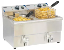 Friteuse A poser petite capacité électrique avec vanne de vidange 2 x 8 litres - Casselin - CFEV82 Friteuse A poser petite capacité électrique avec vanne de vidange 2 x 8 litres - Casselin - CFEV82