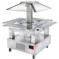 Îlot buffet réfrigéré en bois blanc coupole motorisée et 4 bacs gn 1/1, plage positif 2°c à 10°c, 1435x1435x1540 mm - diamond - csb/4d-a1-r2_km - Diamond - CSB/4D-A1-R2_KM Îlot buffet réfrigéré en bois blanc coupole motorisée et 4 bacs gn 1/1, plage positif 2°c à 10°c, 1435x1435x1540 mm - diamond - csb/4d-a1-r2_km - Diamond - CSB/4D-A1-R2_KM