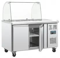 Photo 2 - Saladette réfrigérée professionnelle 2 portes 2 x gn 1/1 pare-haleine -2/+8 °c - polar - ct393 - Polar - CT393