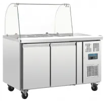Saladette réfrigérée professionnelle 2 portes 2 x GN 1/1 pare-haleine -2/+8 °C - Polar - CT393 Saladette réfrigérée professionnelle 2 portes 2 x GN 1/1 pare-haleine -2/+8 °C - Polar - CT393
