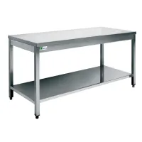 Table de Travail Inox AISI 304 avec tablette inférieure 1900x700x870 mm - Afi-Collin-Lucy - DC7019 Table de Travail Inox AISI 304 avec tablette inférieure 1900x700x870 mm - Afi-Collin-Lucy - DC7019