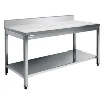 Table de Travail Inox avec dosseret et tablette inférieure 2200x600x970 mm - Afi-Collin-Lucy - DD6022 Table de Travail Inox avec dosseret et tablette inférieure 2200x600x970 mm - Afi-Collin-Lucy - DD6022
