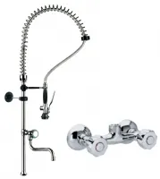 Robinetterie professionnelle pour plonge cuisine douchette avec robinet et bec, fixation murale - Redfox - DOC 4+ - REDFOX - DOC 4+ Robinetterie professionnelle pour plonge cuisine douchette avec robinet et bec, fixation murale - Redfox - DOC 4+ - REDFOX - DOC 4+