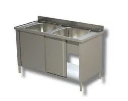 Plonge inox 2 bacs sur armoire 1000x700x850 mm - ristopro - dsla2v107 - Ristopro - DSLA2V107