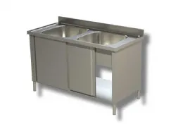 Plonge inox 2 bacs sur armoire 1400x600x850 mm - ristopro - dsla2v146 - Ristopro - DSLA2V146