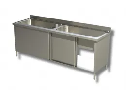Plonge inox 2 bacs sur armoire 2000x700x850 mm - ristopro - dsla2v207 - Ristopro - DSLA2V207 Plonge inox 2 bacs sur armoire 2000x700x850 mm - ristopro - dsla2v207 - Ristopro - DSLA2V207