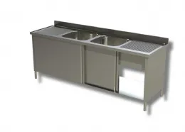 Plonge inox 2 bacs et 2 égouttoirs sur armoire 2400x700x850 mm - ristopro - dsla2v2g247 - Ristopro - DSLA2V2G247 Plonge inox 2 bacs et 2 égouttoirs sur armoire 2400x700x850 mm - ristopro - dsla2v2g247 - Ristopro - DSLA2V2G247