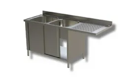 Plonge inox 2 bacs à gauche et emplacement lave-vaisselle à droite sur armoire 1600x600x850 mm - ristopro - dsla2vld166 - Ristopro - DSLA2VLD166 Plonge inox 2 bacs à gauche et emplacement lave-vaisselle à droite sur armoire 1600x600x850 mm - ristopro - dsla2vld166 - Ristopro - DSLA2VLD166