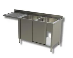 Plonge inox 2 bacs à droite et emplacement lave-vaisselle à gauche sur armoire 2000x600x850 mm - ristopro - dsla2vls206 - Ristopro - DSLA2VLS206 Plonge inox 2 bacs à droite et emplacement lave-vaisselle à gauche sur armoire 2000x600x850 mm - ristopro - dsla2vls206 - Ristopro - DSLA2VLS206