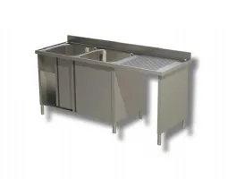 Plonge inox 2 bacs à gauche et emplacement poubelle à droite sur armoire 1600x600x850 mm - ristopro - dsla2vpd166 - Ristopro - DSLA2VPD166 Plonge inox 2 bacs à gauche et emplacement poubelle à droite sur armoire 1600x600x850 mm - ristopro - dsla2vpd166 - Ristopro - DSLA2VPD166