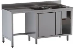 Plonge inox 2 bacs à droite et emplacement poubelle à gauche sur armoire 1600x600x850 mm - ristopro - dsla2vps166 - Ristopro - DSLA2VPS166 Plonge inox 2 bacs à droite et emplacement poubelle à gauche sur armoire 1600x600x850 mm - ristopro - dsla2vps166 - Ristopro - DSLA2VPS166