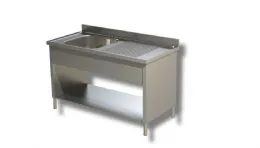 Plonge inox 1 bac à gauche et égouttoir à droite sur panneaux latéraux avec étagère 1000x600x850 mm - ristopro - dslf1vgd106 - Ristopro - DSLF1VGD106